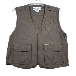 Columbia PFG Fishing Outdoor Utility Vest Size Medium Brown Nylon
